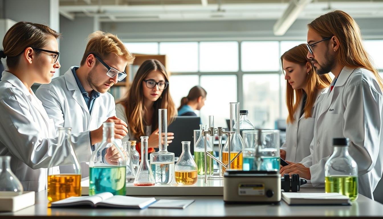 Students working in research laboratory